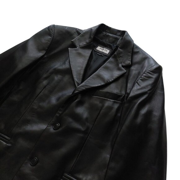 Vintage Ponti Platinum Black Genuine Leather Blazer - Picture 3 of 11
